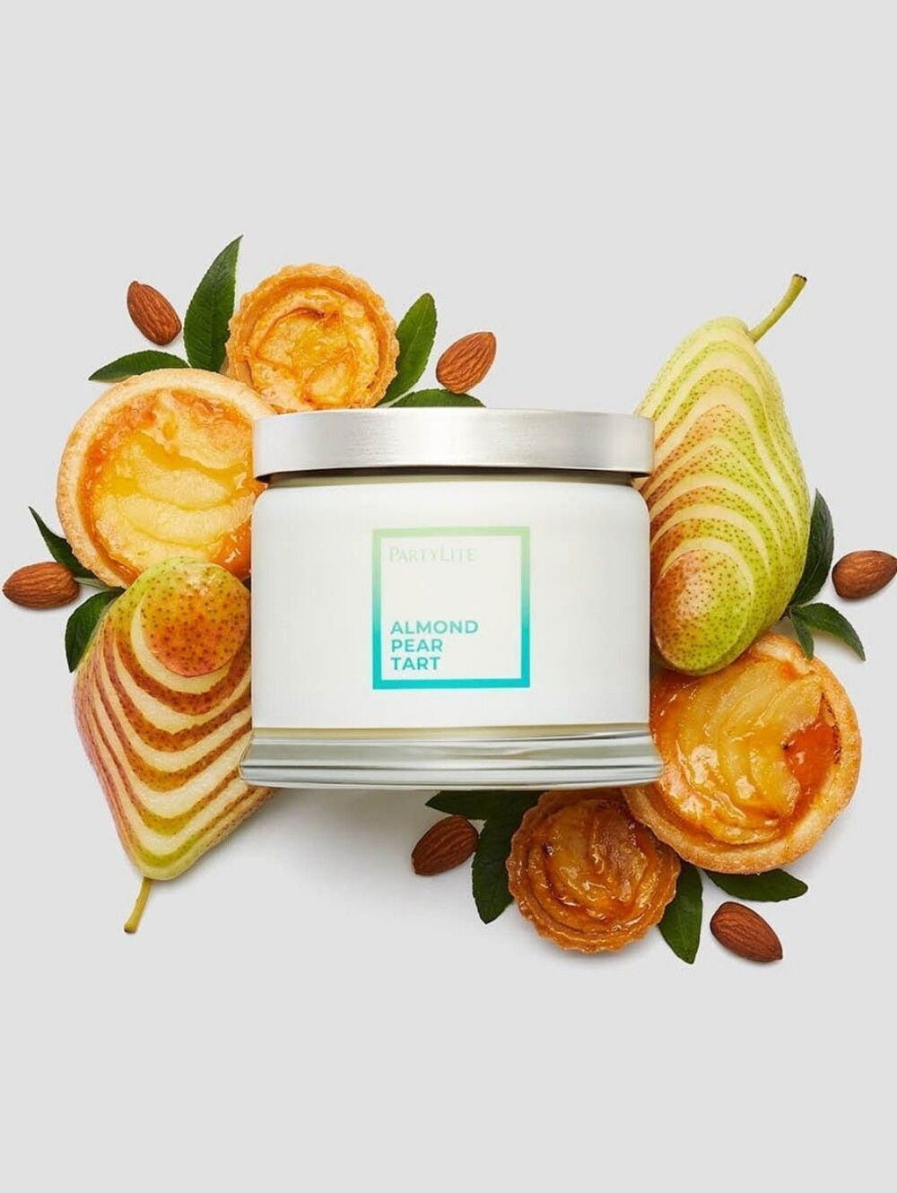 🔸️NIB PartyLite Almond Pear Tart 3-Wick Jar Candle